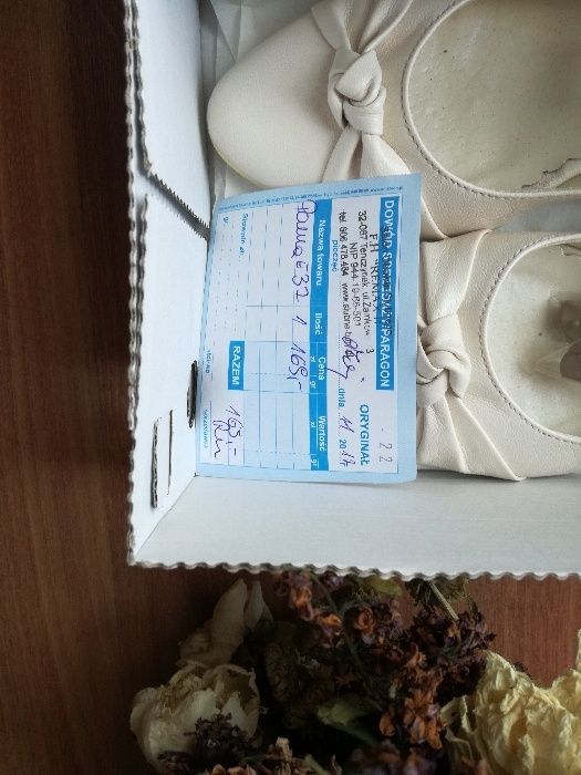 Czółenka ślubne ecru, 37, skóra