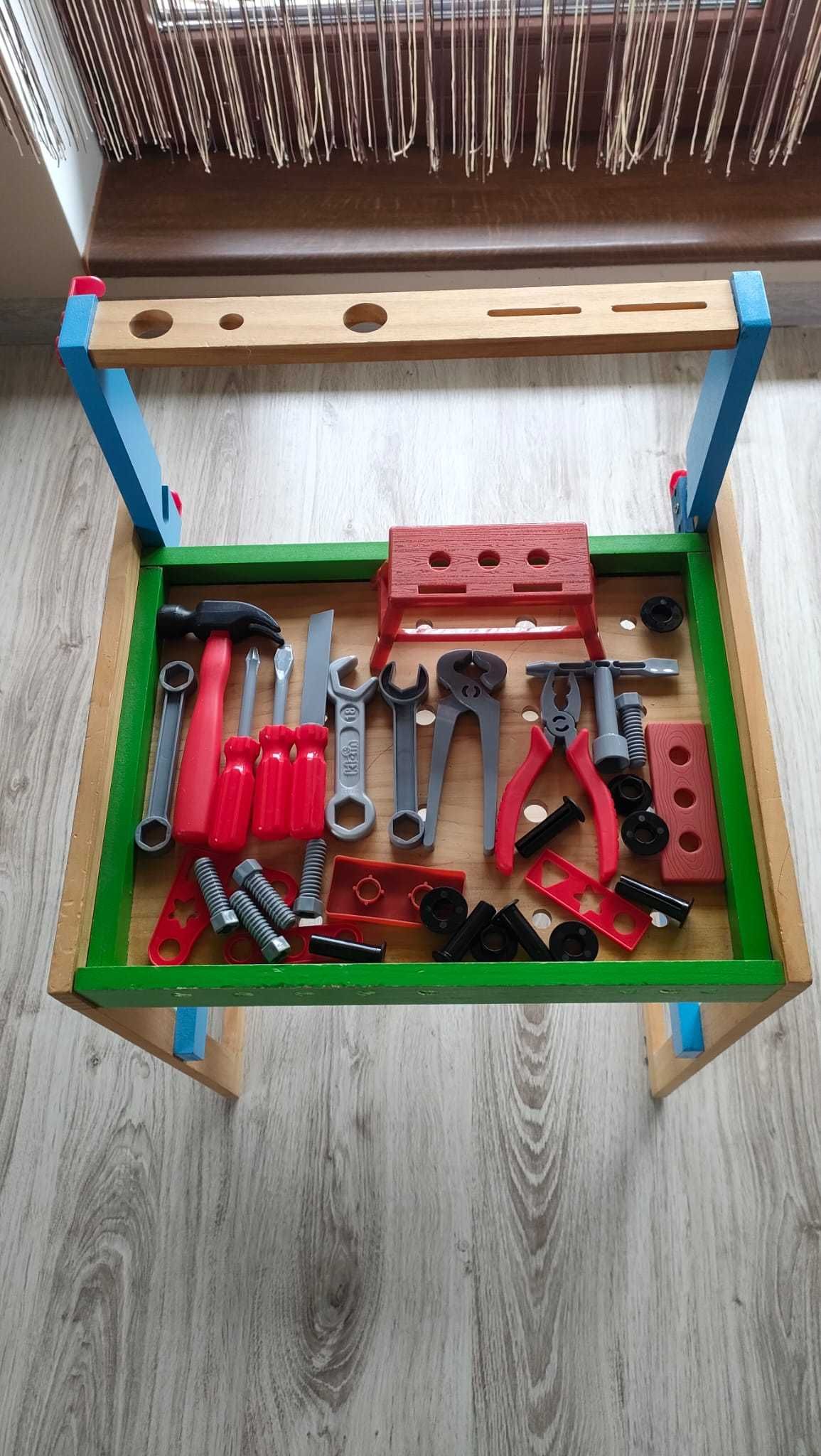 Drewniany warsztat narzędziowy stolarski dla dzieci +zestaw narzędzi