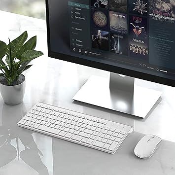 Klawiatura i Mysz Bezprzewodowa JOYACCESS, Cicha, QWERTY, Srebrna