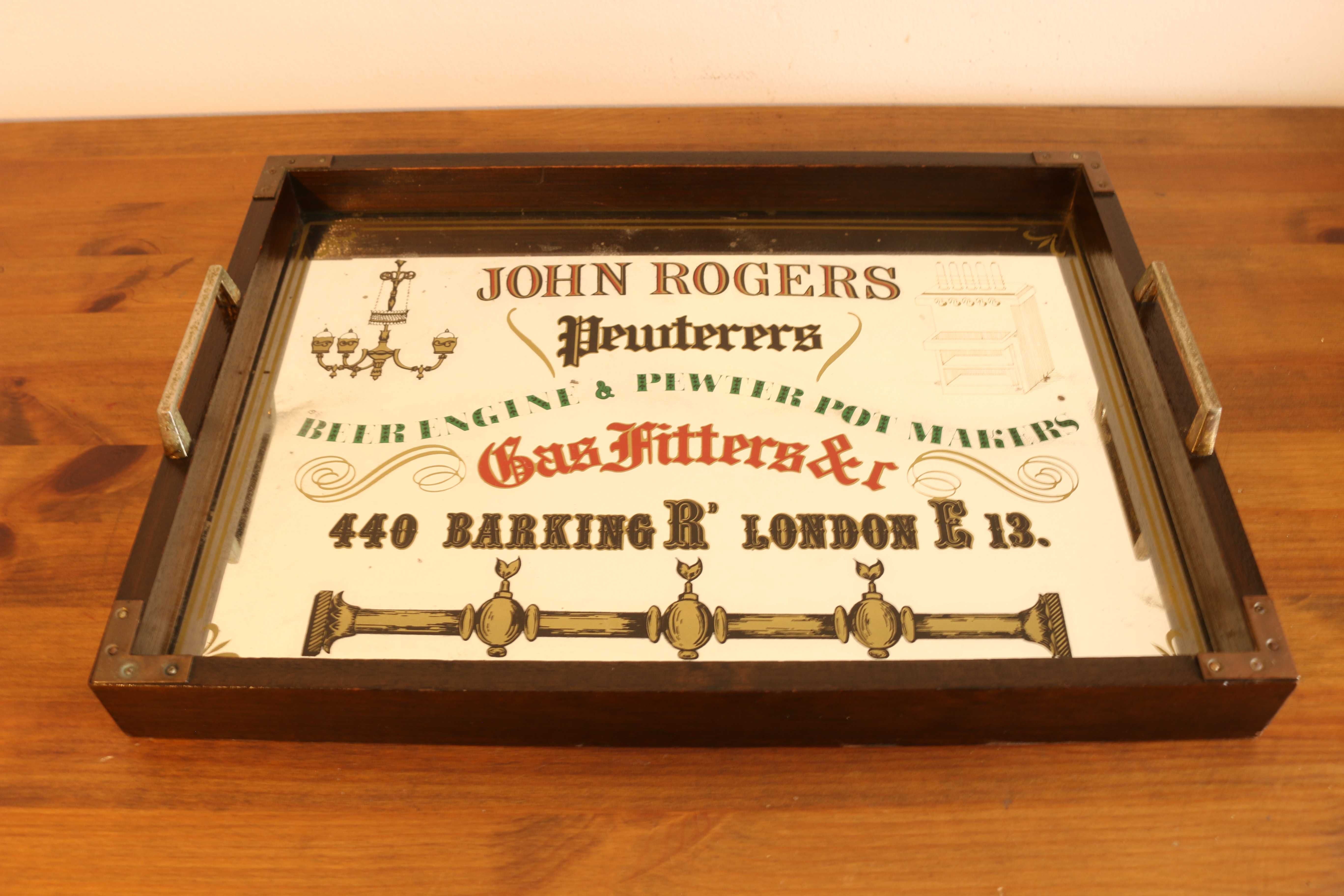 tabuleiro vintage publicitário John Rogers decorativo espelhado