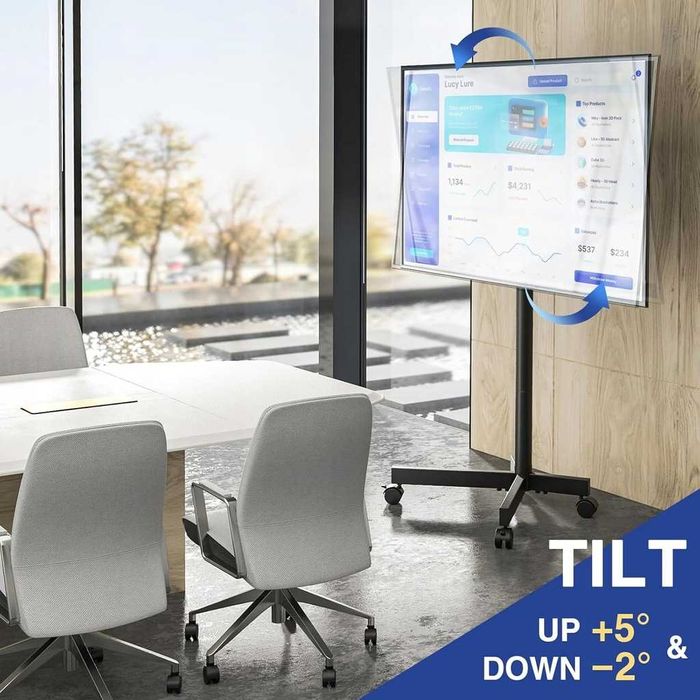 Stojak TV 23–55" mobilny, 40 kg, obrót kół, reg WYS 400x400 mm BRAKI