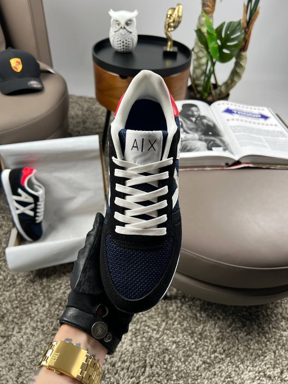Мужские кроссовки Armani Exchange Black White Navy 40-45 армані