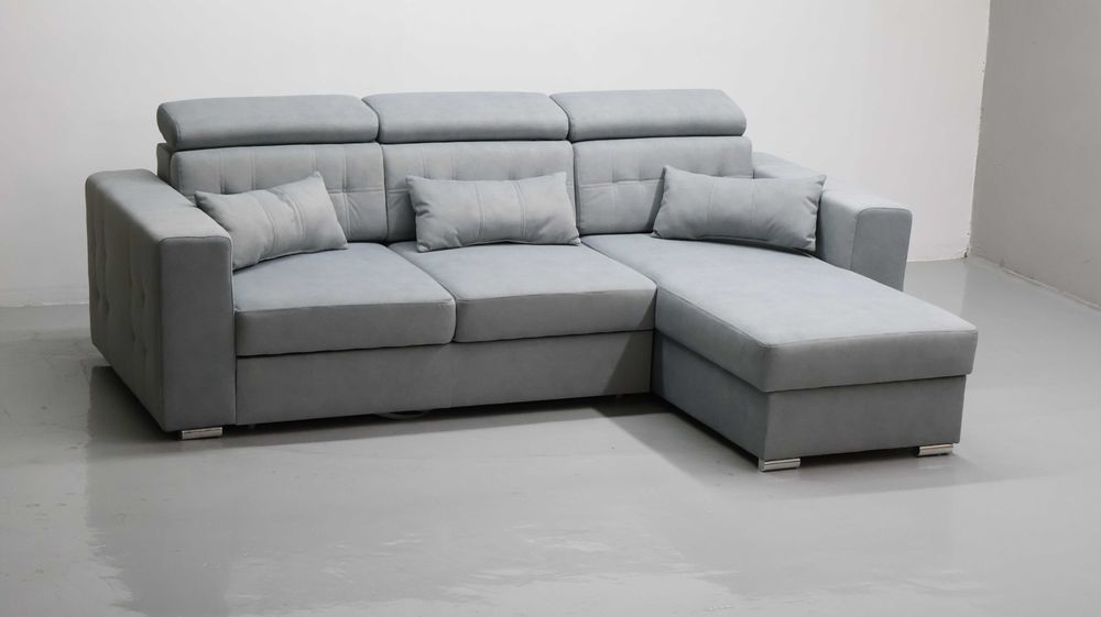 TMM NAROŻNIK funkcja spania pojemnik regulowane oparcie SOFA szara kol