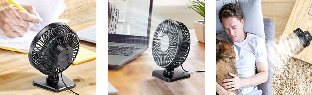 Wentylator Biurkowy USB 3 Prędkości Przenośny Cichy Regulacja