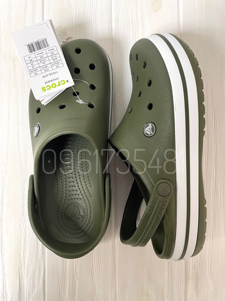 Мужские Удобные Кроксы Чоловічі Crocs ARMY GREEN Зелені