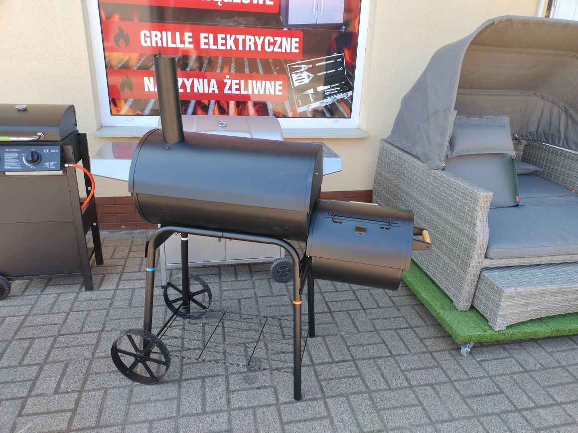 Grill węglowy z funkcją wędzarki  66x41cm STABILNA ZŁOŻONA OD RĘKI !