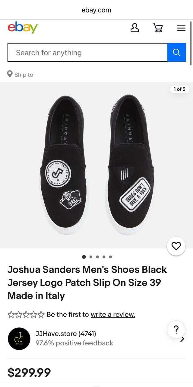 Кроссовки Joshua Sanders New York Black Slipon Raf Simons Vans Rick
