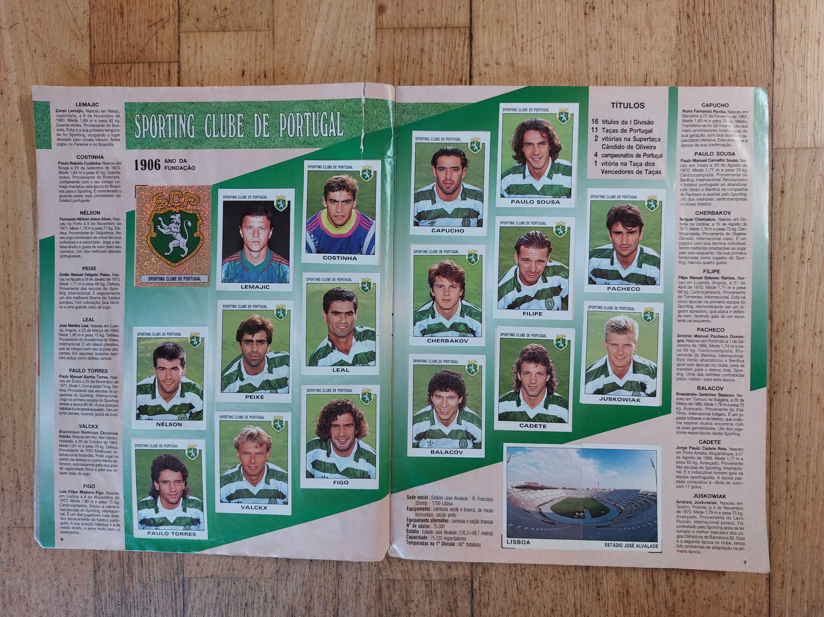 Caderneta de cromos "Futebol 93-94" - Completa