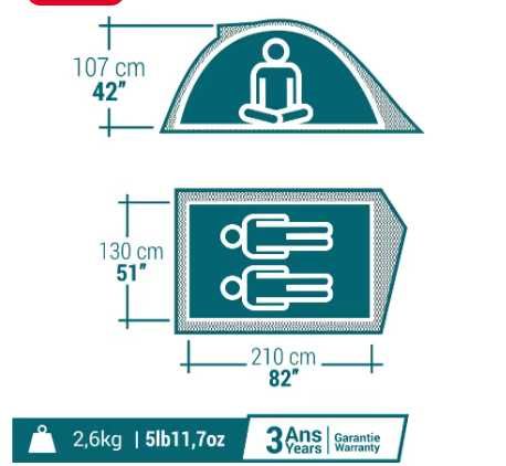 Tenda de Campismo - MH100 - 2 pessoas