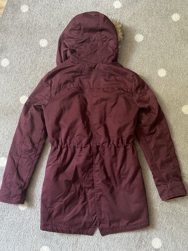 Bordowa kurtka jesien zima parka only M