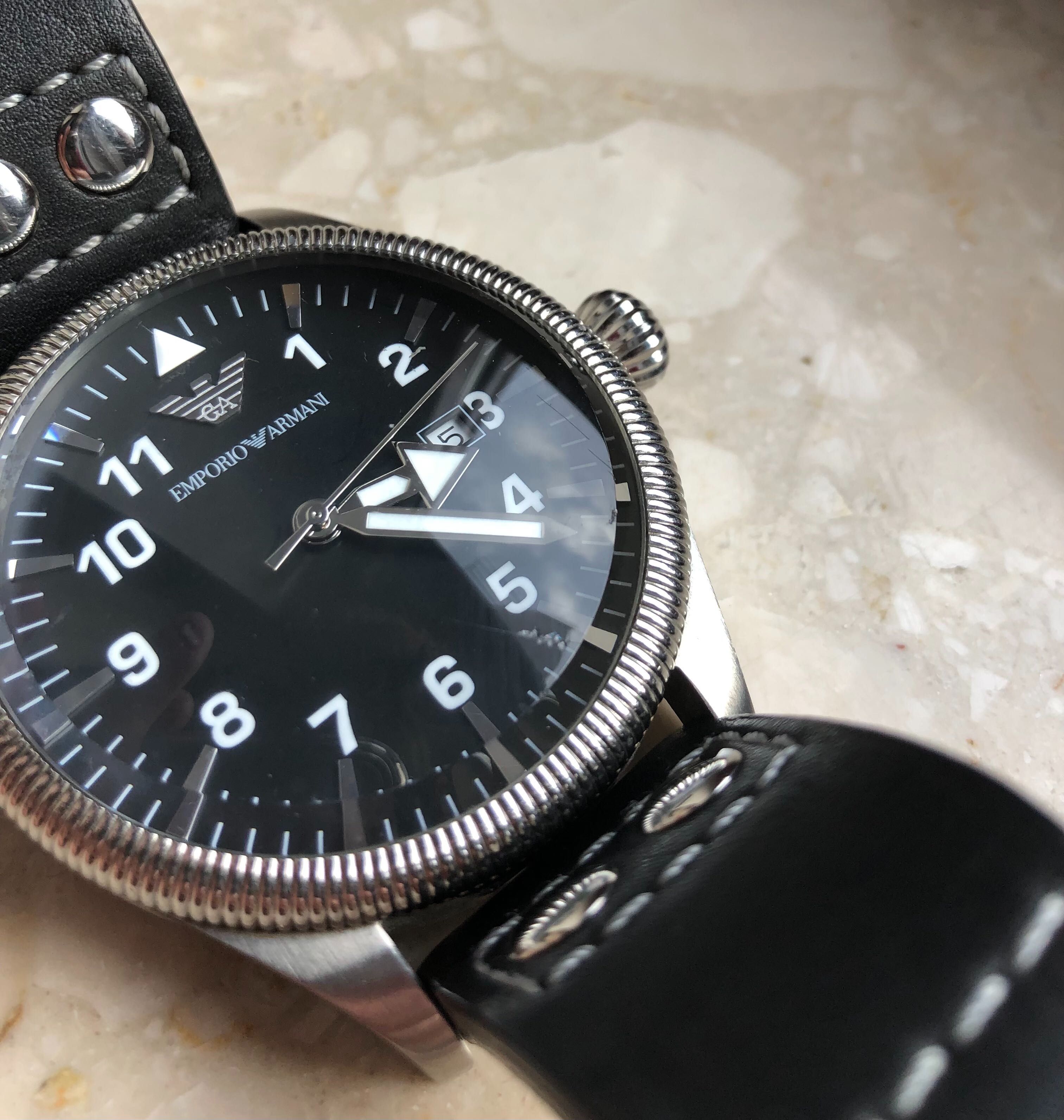 Zegarek męski analogowy czarny srebrny Emporio Armani 48mm