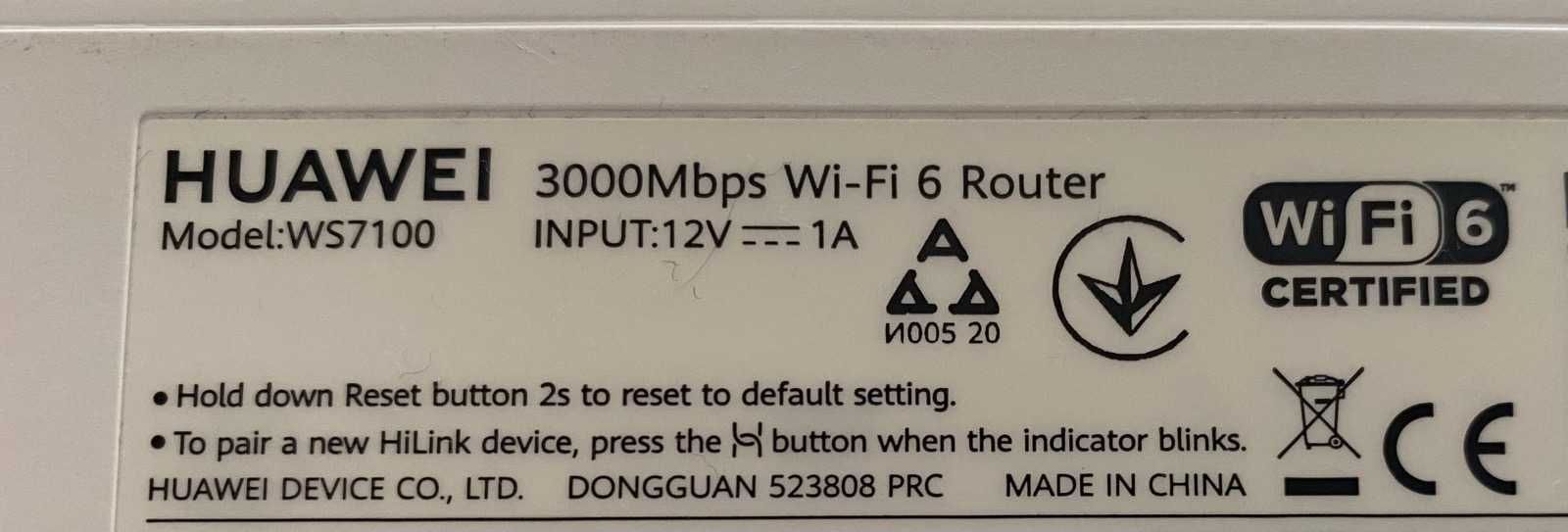 WiFi 6 роутер HUAWEI WS7100 AX3 Dual-Core 1,2GHz CPU