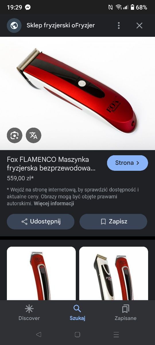 Profesjonalna maszynka Fox Flamenco NOWA!!