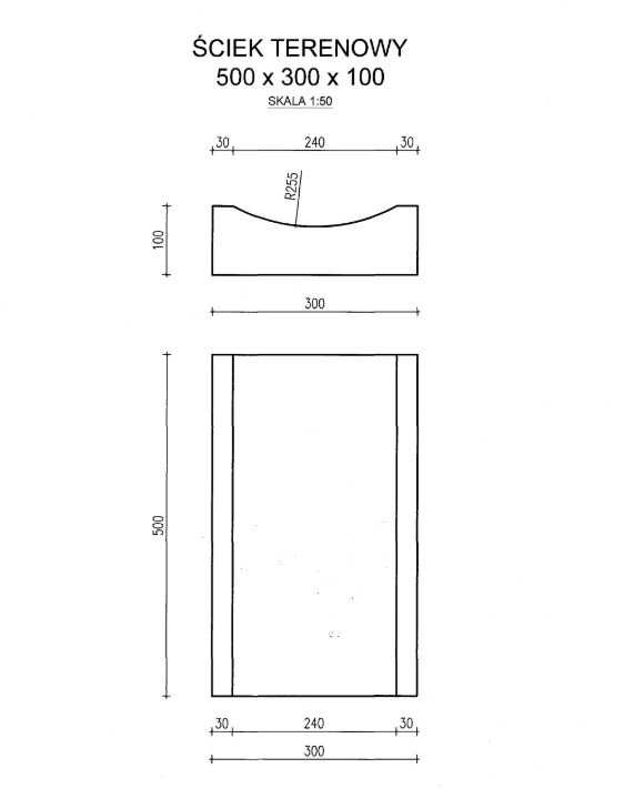 Korytko Ściekowe 50x30x10 wodościek odwodnienie odpływ korytka beton