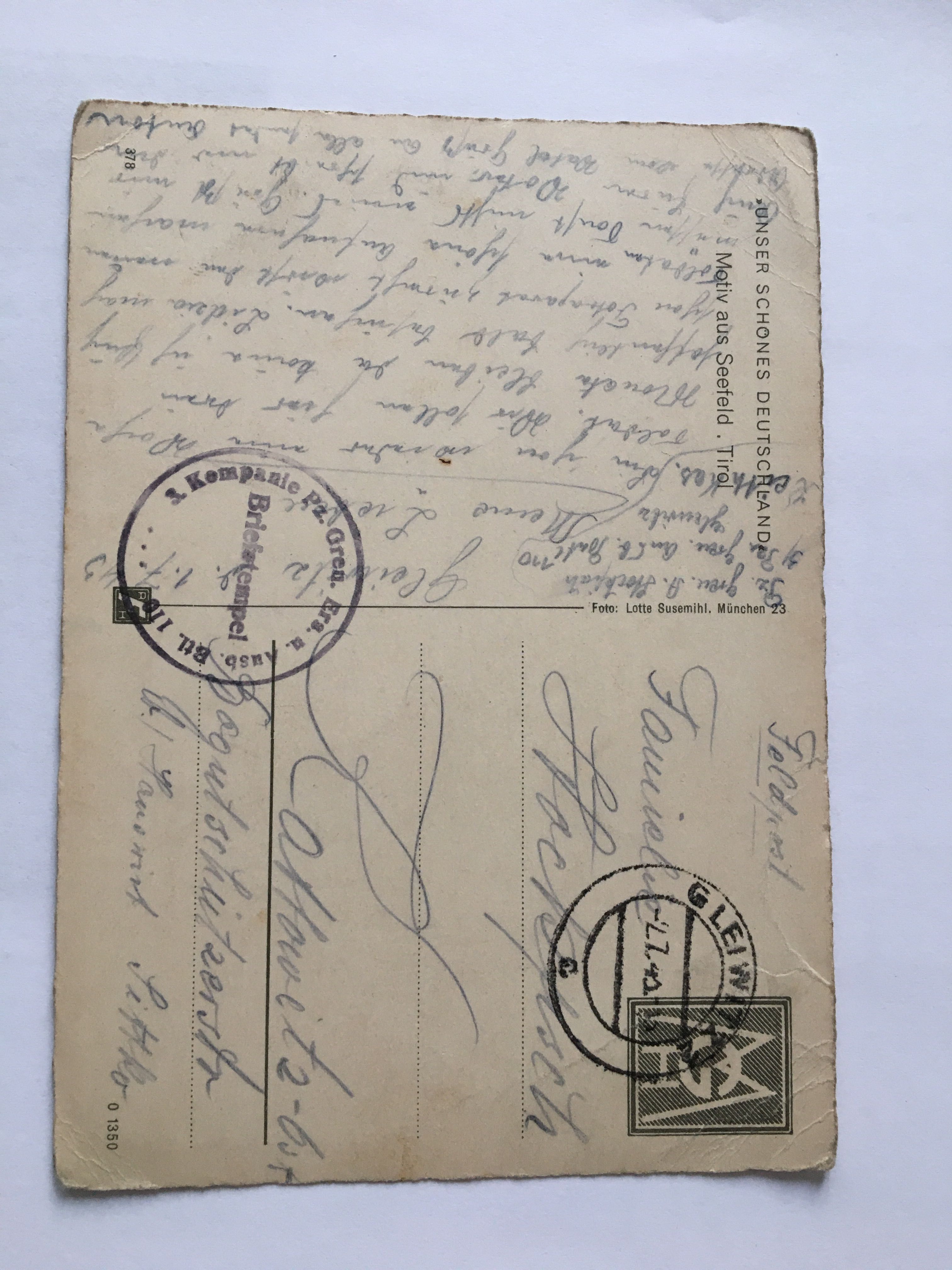 Stara niemiecka pocztówka z Seefeld-antyk