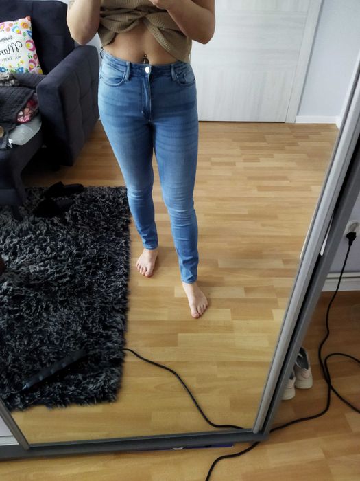 Spodnie jeans wysoki stan stretch Skinny fit S