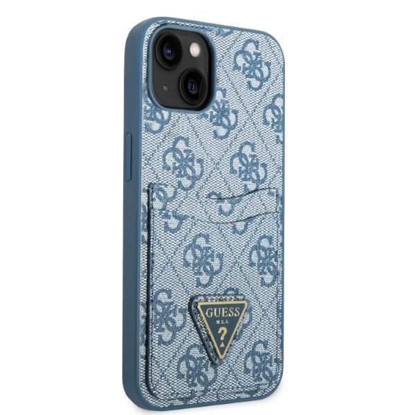 Etui na iPhone 13 / 14 / 15 Guess 4G Double Card Triangle Logo Blue