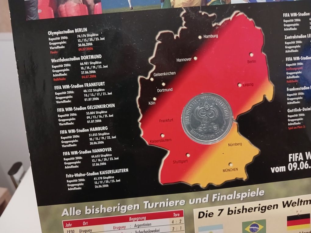 Планшетка \13 монет\ . Чемпионат мира по футболу 2006 года. Германия.