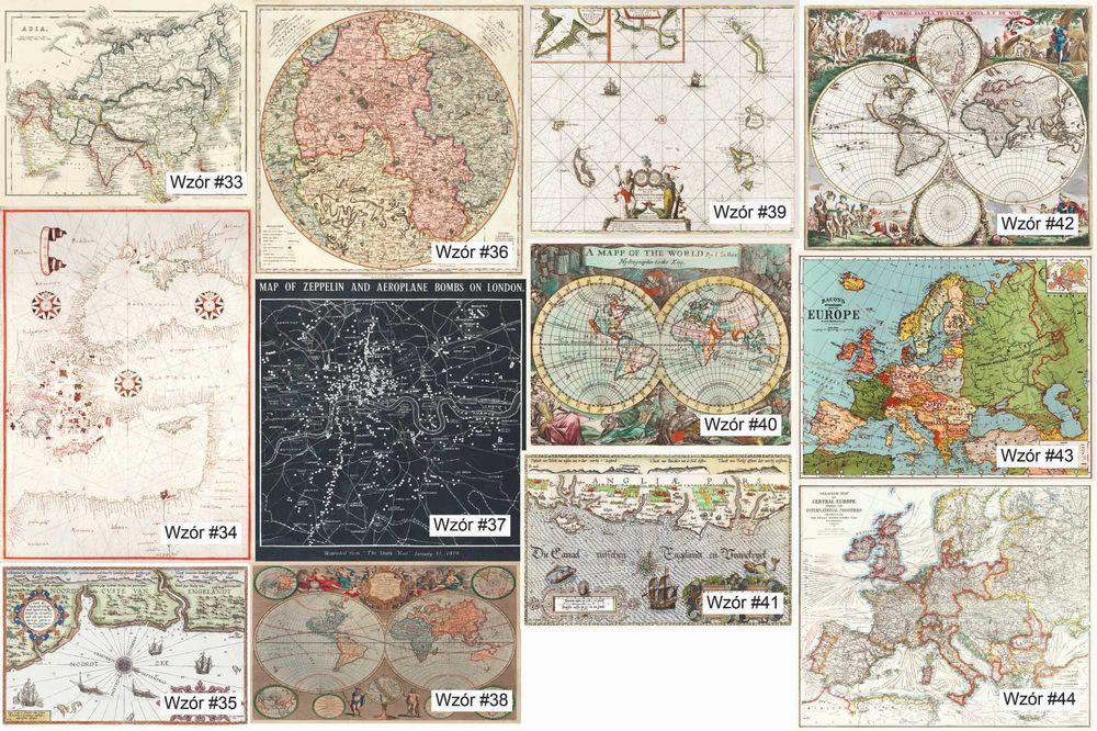 Plakat Poster Obraz Tapeta Vintage Mapa Historyczna Świata Państwa