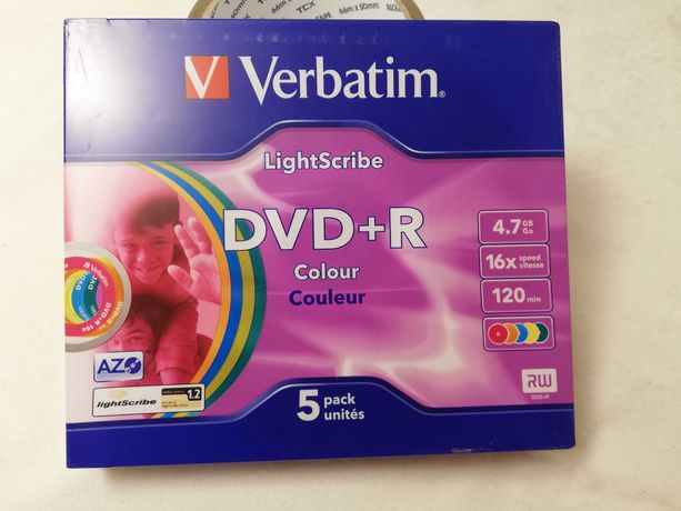 Verbatim LightScribe DVD+R Colour - Kolor - 5 sztuk nowe zafoliowane