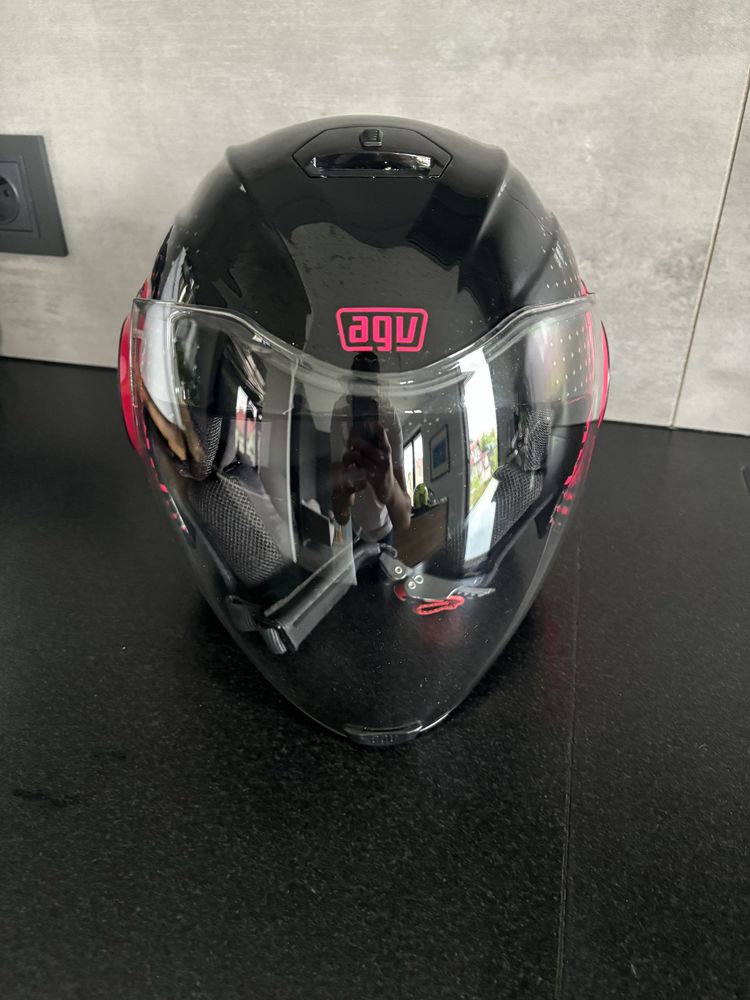 Kask AGV Fluid  rozmiaz S otwarty różowy kobiecy + rekawiczki