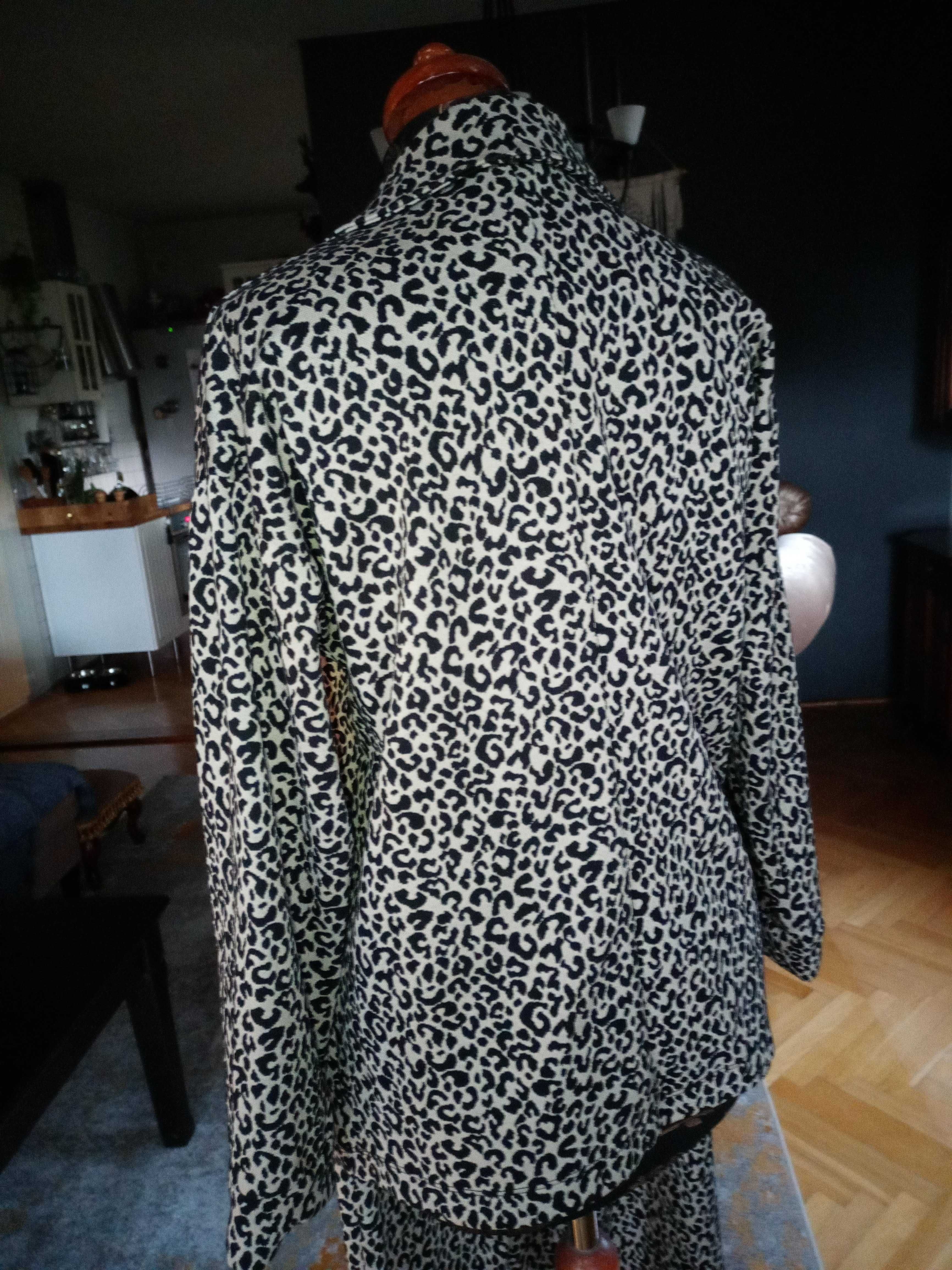 Zara komplet, garnitur w panterkę, spodnie + blezer, dzianina S/M/L