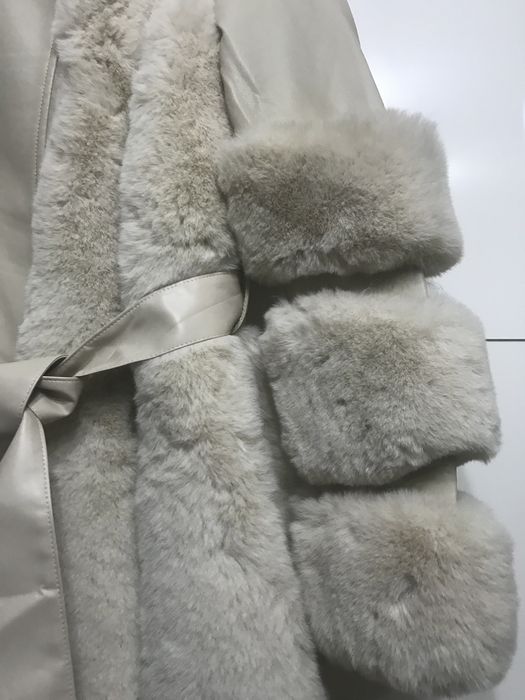 Futerko grube na zimę jesień i wiązane beżowe okazja super milutki