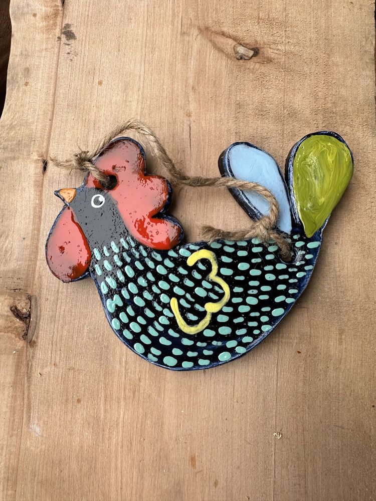 Granatowy kogut ceramiczny wielkanoc zawieszka boho