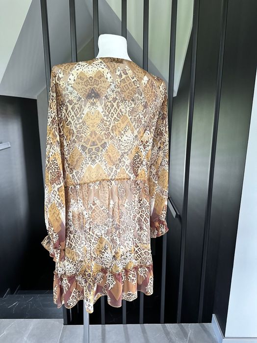 Marsala lekka sukienka tunika zwierzęcy print rozm. uni