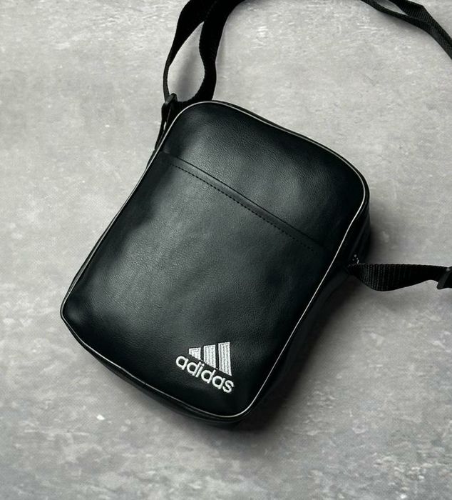 Сумка черная эко кожа Adidas, сумка мужская, барсетка