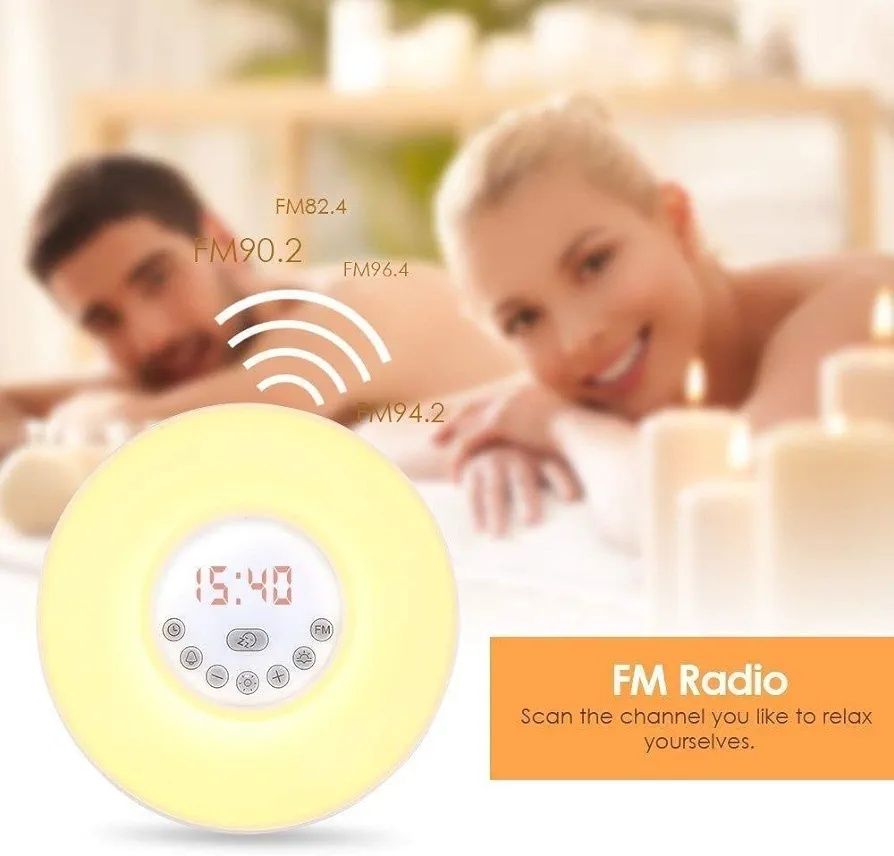 Budzik wschód słońca. Zegar + radio.  Idealny