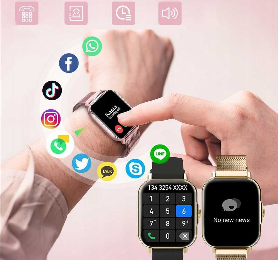 MEGA HIT !! Smartwatch dla Kobiet (4 Bransoletki w Zestawie)