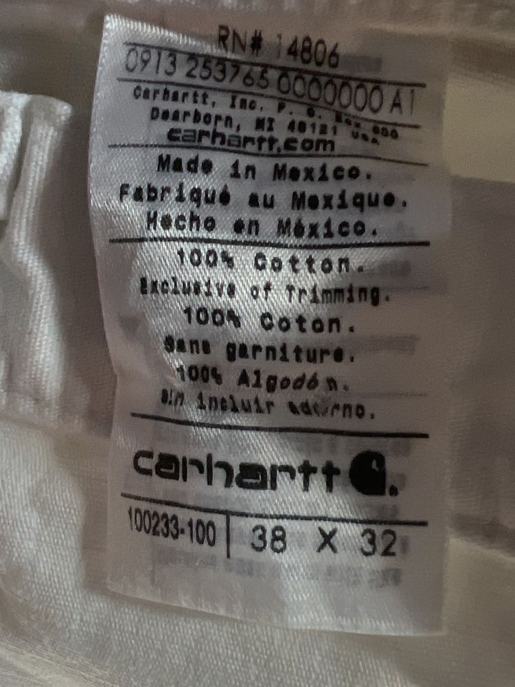 Sprzedam spodnie firmy Carhartt W38 L32 w kolorze białym