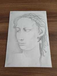 Głowa kobiety rysunek ołówek A4