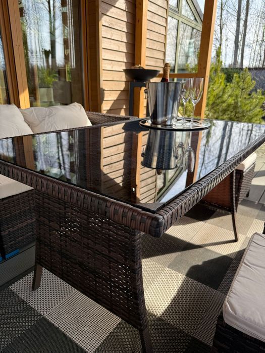 Narożnik Ogrodowy MARBELLA PREMIUM Zestaw mebli ogrodowych Brązowy