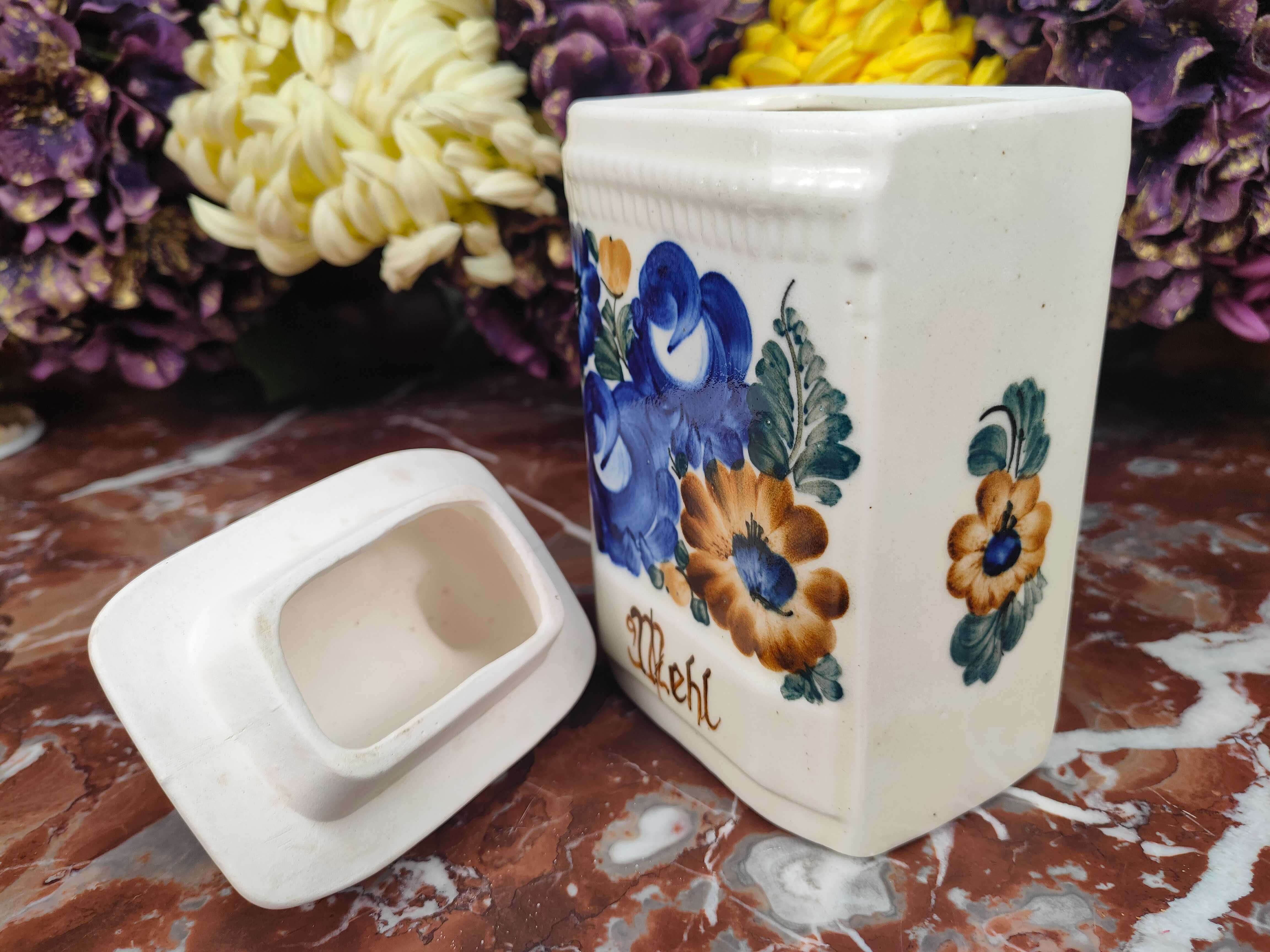 Śliczny ceramiczny pojemnik na mąkę - Kolorowy 'Włocławek' - 700 ml