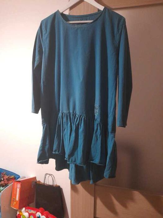 Turkusowa tunika sukienka 46b48