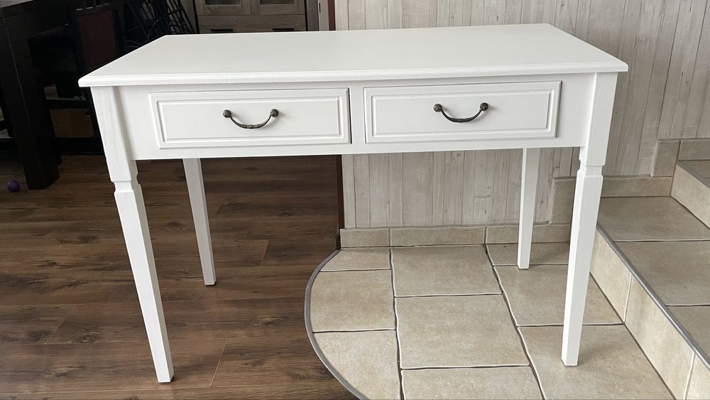 Biurko stylizowane biate 108 cm | Drewno egzotyczne + MDF |2 szuflady