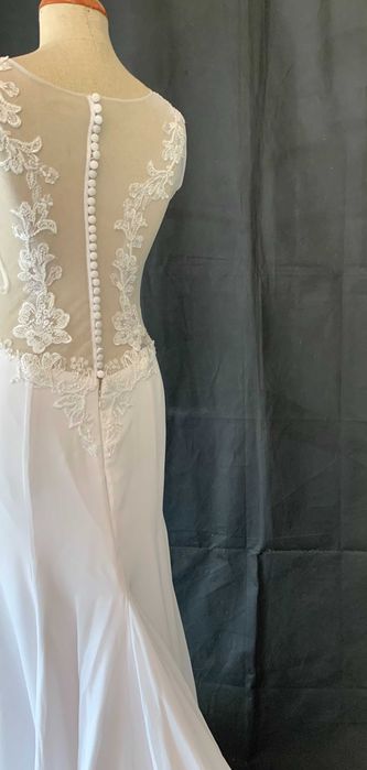 Nowa Suknia Ślubna Ivory Kremowa M 38 Gładka Empire Syrena Glamour