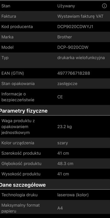 Drukarka brother dcp 9020cdw + jeden toner gratis