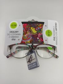 Okulary do czytania z miękkim etui + 2,50