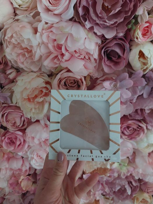 Płytka gua sha kwarc różowy masażer crystallove