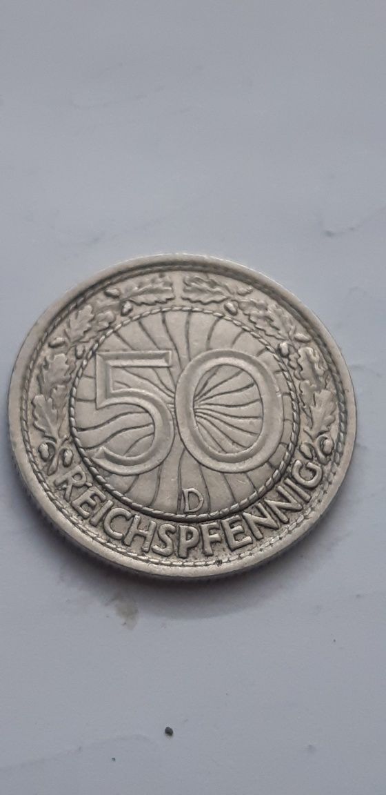 Niemcy Republika Weimarska - 50 fenigów, pfennig 1935 - mennica D