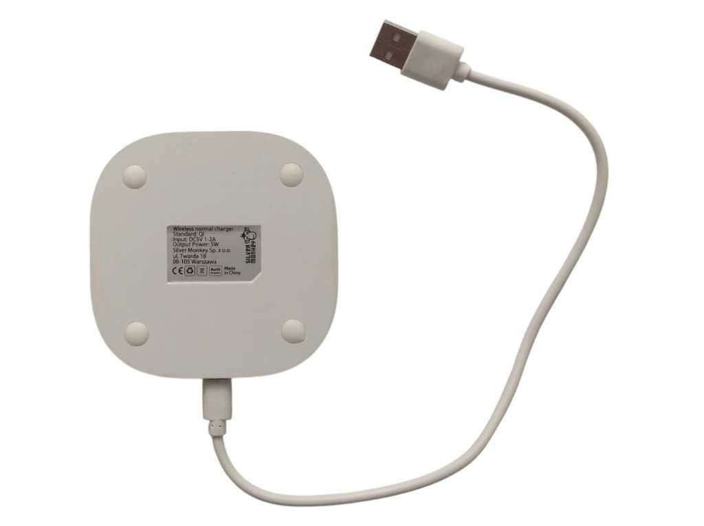 Silver Monkey Bezprzewodowa Ładowarka Indukcyjna QI 5W Biała USB