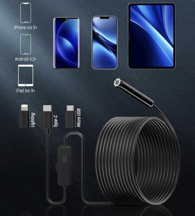 Kamera endoskopowa ze światłem 1920P z 8 diodami LED 5-metrowy kabel