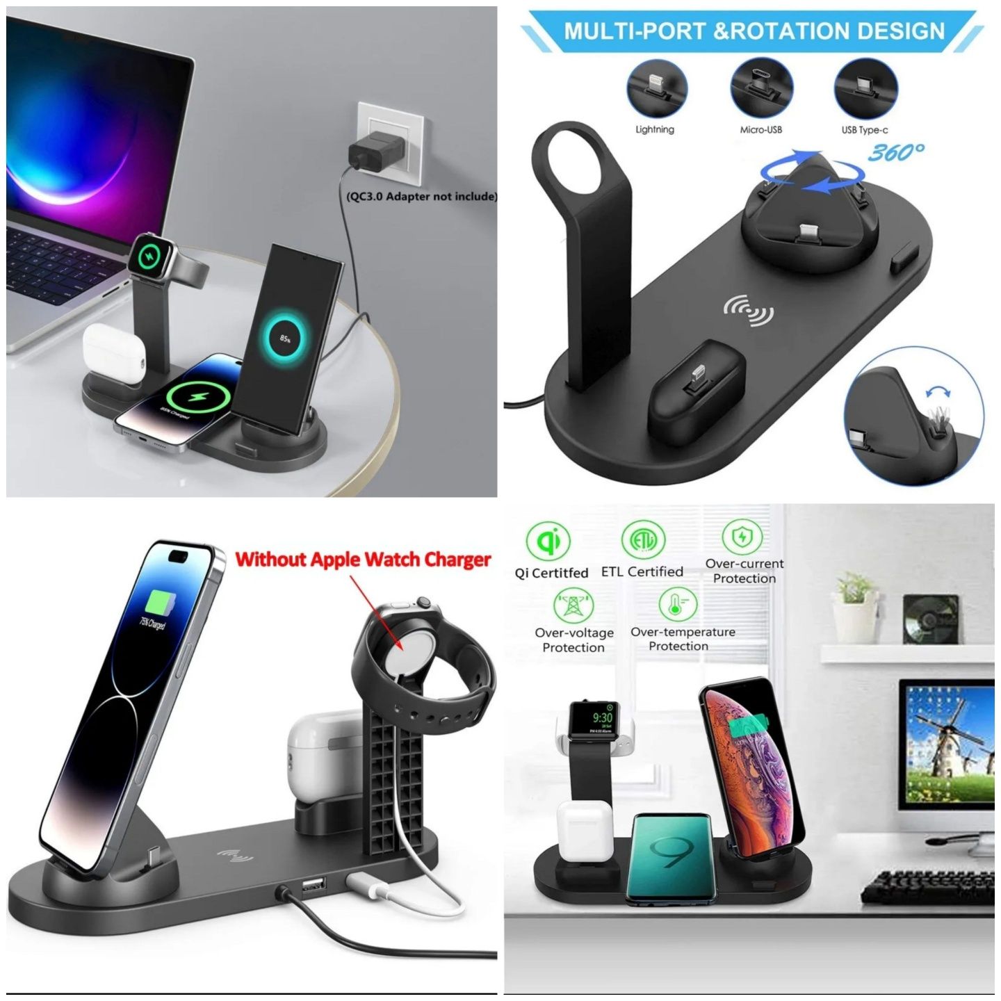 Зарядка,док - станция 7/1 и 4/1 быстрая зарядка 30w Samsung/Iphone .