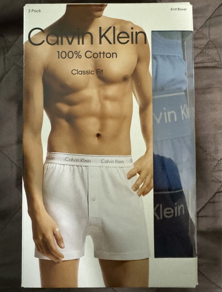 Труси Шорти Calvin Klein Men's Cotton Classics 3-Pack Knit Boxer M, L