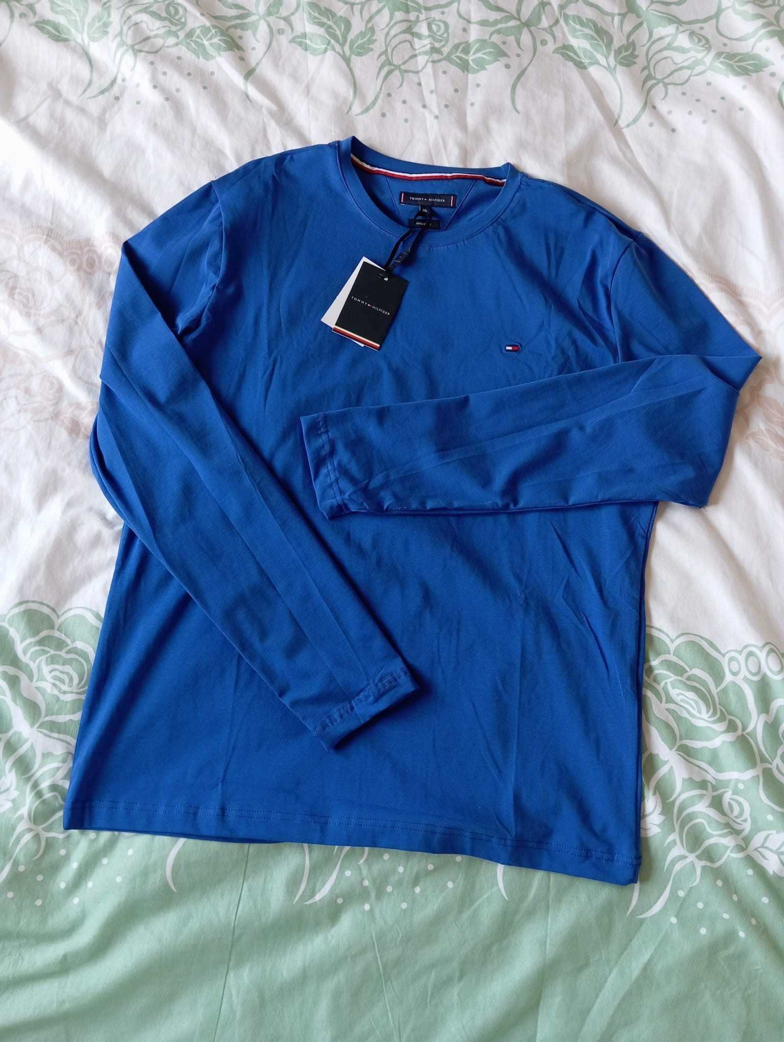 Longsleeve męski Tommy Hilfiger regular fit, niebieski M promocja