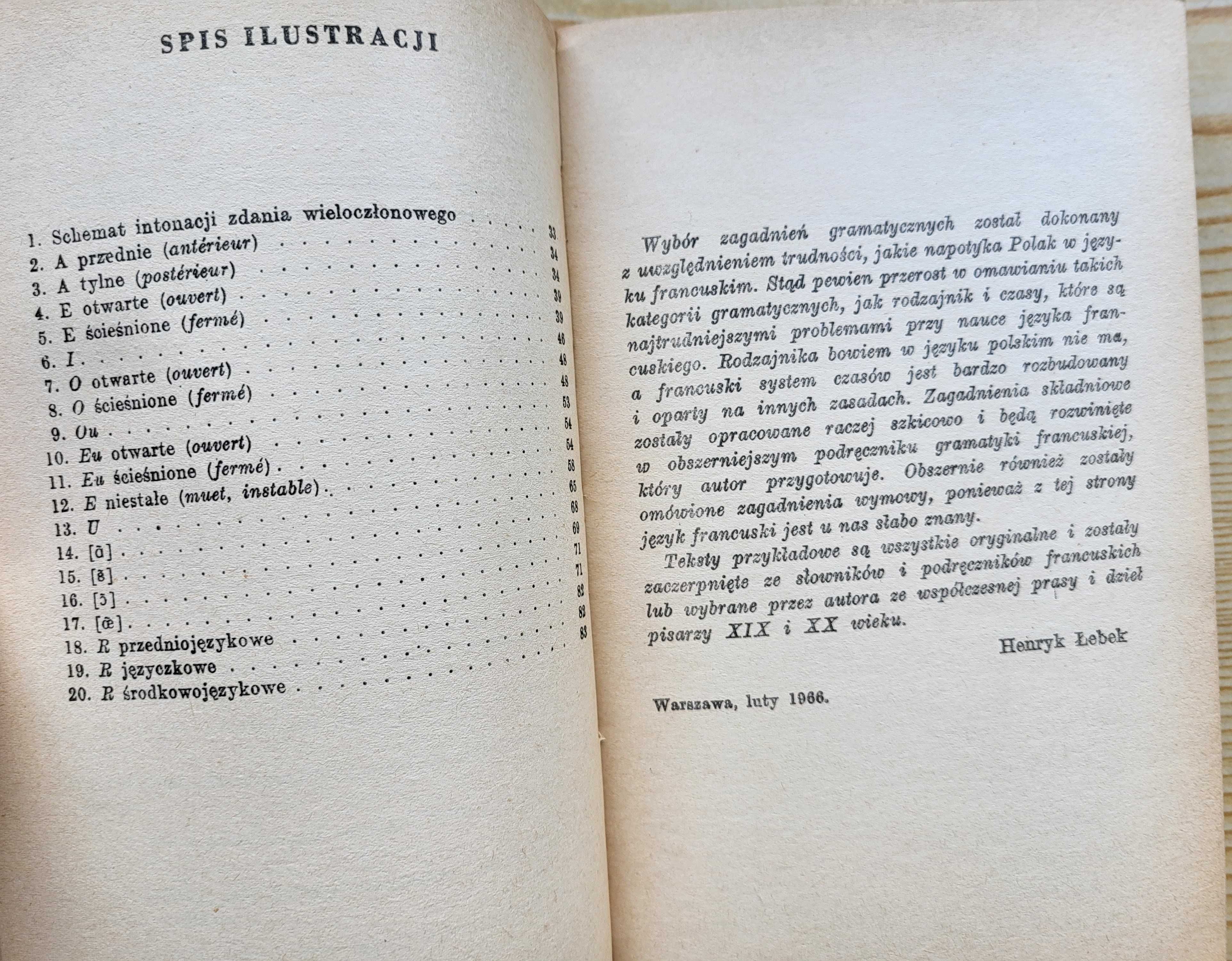Henryk Łebek "Zarys gramatyki francuskiej" - stan B. DOBRY - TANIO!