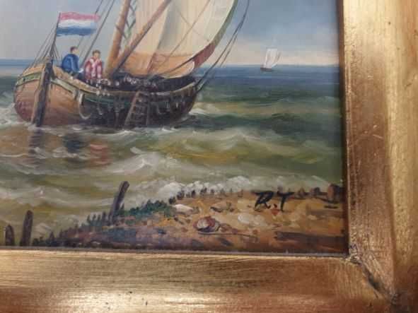 Obraz olej płótno w pięknej ramie , sygnowany , Biggs&Sons.